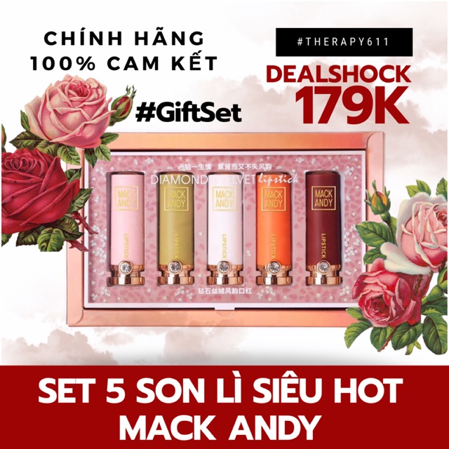 [NEW]..::✨Set Son Thỏi 5 Cây Siêu Lì Mack Andy✨::..