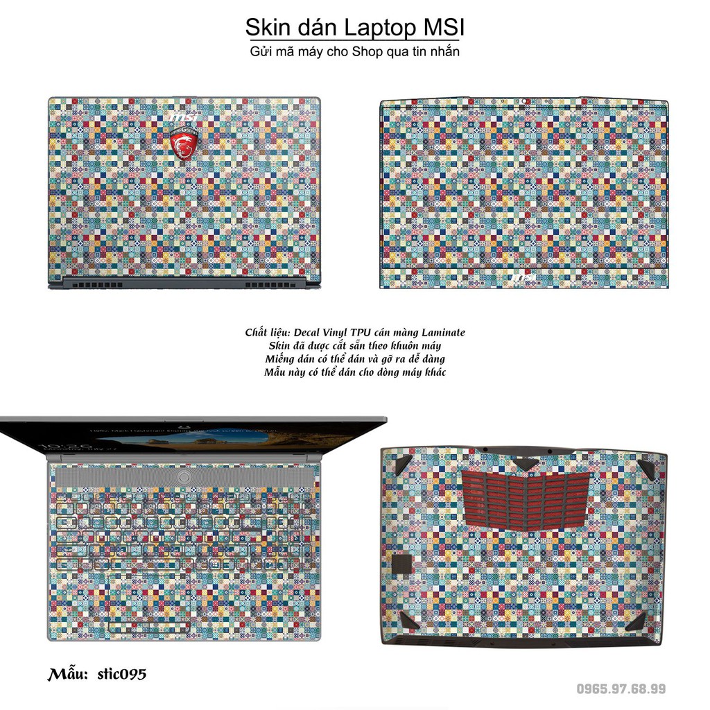 Skin dán Laptop MSI in hình Hoa văn sticker _nhiều mẫu 16 (inbox mã máy cho Shop)