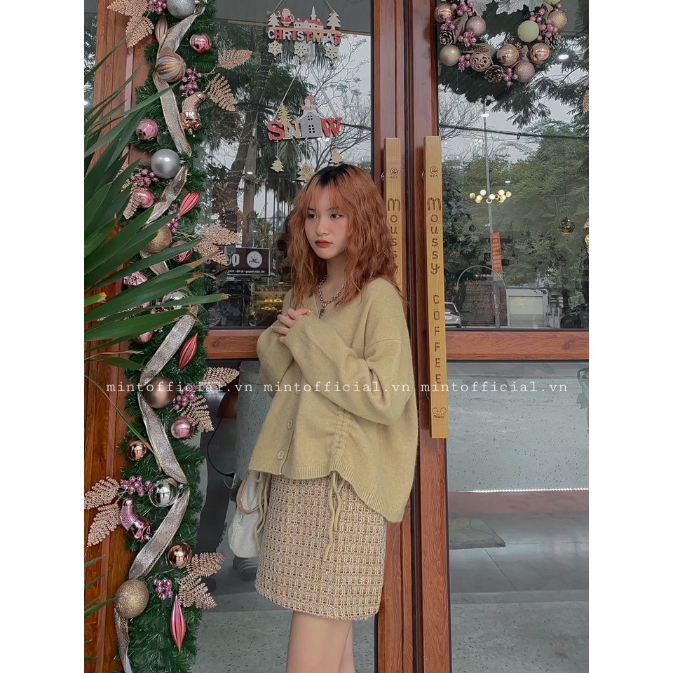 Chân váy chữ A vải dạ tweed 2 lớp