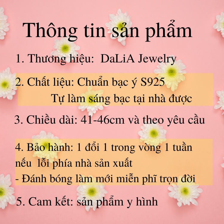 Dây chuyền bạc nữ DaLiA Jewelry mặt viên tròn đá pha lê cá tính vòng cổ bạc thật 925 không gỉ