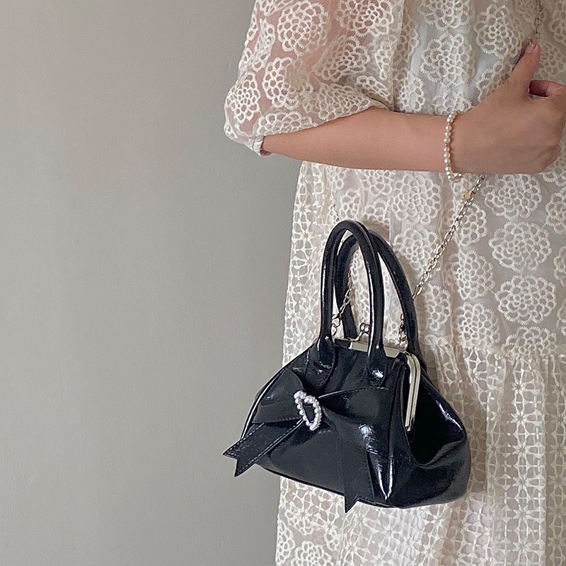 Túi xách IELGY thắt nơ đính ngọc trai giả cổ điển cho nữ