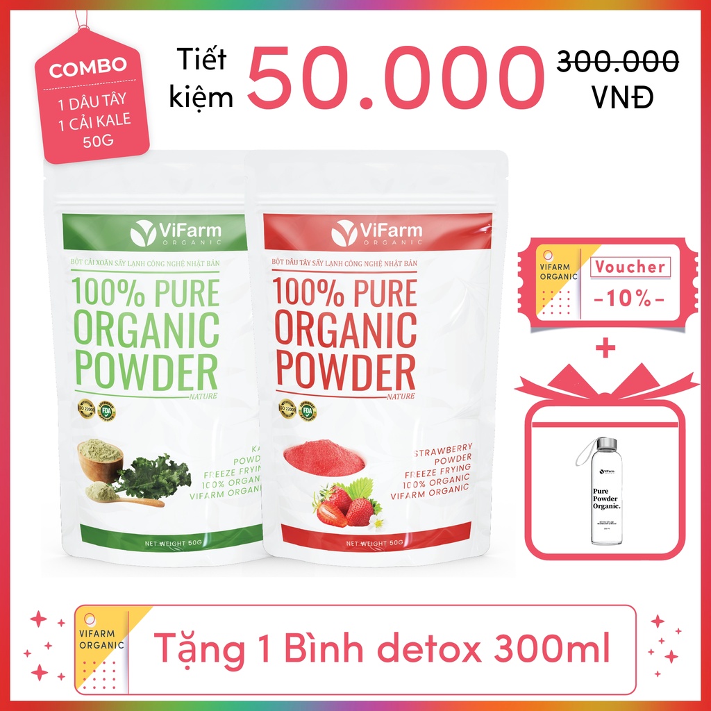 Bột Dâu Tây Nguyên Chất 50g, Bột Dâu Tây Sấy Lạnh, Làm Đẹp Da, Làm Bánh