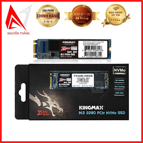 Ổ cứng SSD Kingmax PQ3480 256Gb PCIe NVMe Gen3x4 M.2 2280 (đọc: 2300MBps /ghi: 1100MBps)