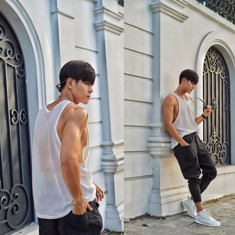 Áo ba lỗ lưới fom rộng