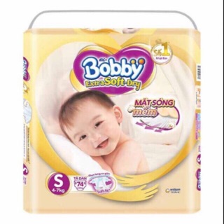 Bỉm-tã dán bobby extra soft dry s72,m64,l58,l30 mới