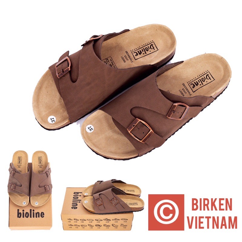 Dép birken vietnam da bò UNISEX xuất khẩu châu âu mã D19 bioline