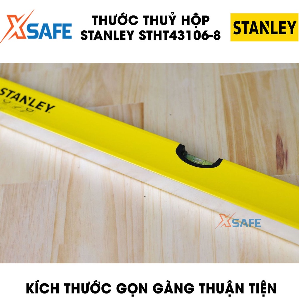 Thước thuỷ hộp STANLEY thân nhôm cao cấp Thước cân bằng Stanley gồm 2 ống thuỷ, thân thước thẳng tuyệt đố