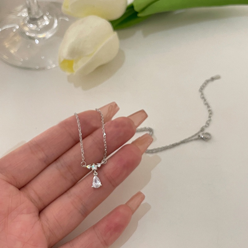 Vòng cổ Mặt Hình Giọt Nước Đính Đá zircon Thời Trang Mùa Hè Sang Trọng Đơn Giản Dành Cho Nữ