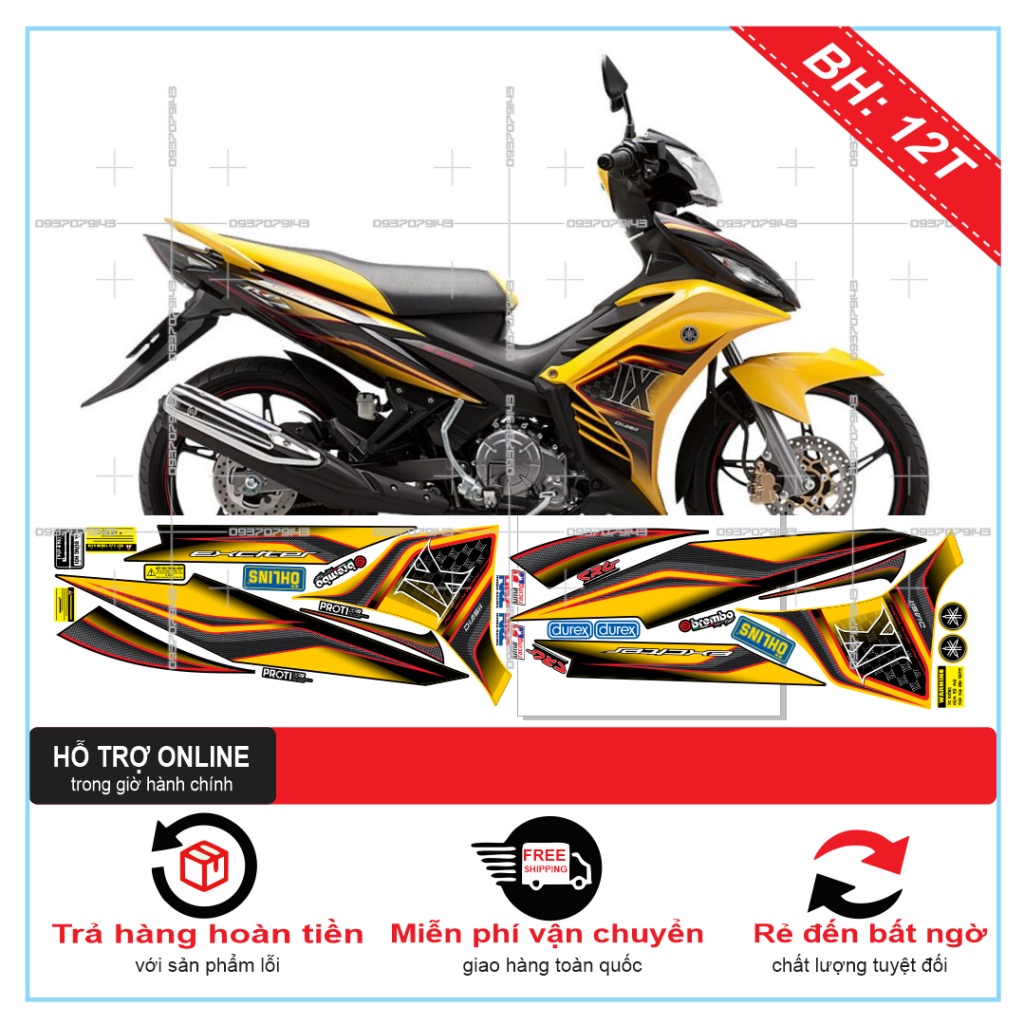 TEM RỜI EX 2011 IX VÀNG ĐEN -- SHIN DECAL 2