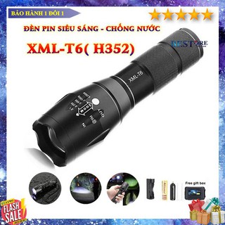Đèn pin siêu sáng XML-T6 - A100 (LOẠI TỐT KÈM PIN VÀ CỦ SẠC- HỘP ĐỰNG SANG TRỌNG)