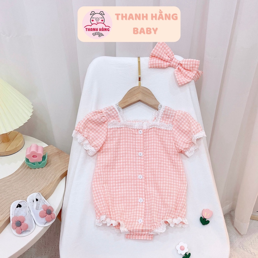 Bodysuit Cho Bé, Body Bé Gái Kèm Nơ Hồng Điệu Đà Thanh Hằng Baby 5 Đến 13 Kg