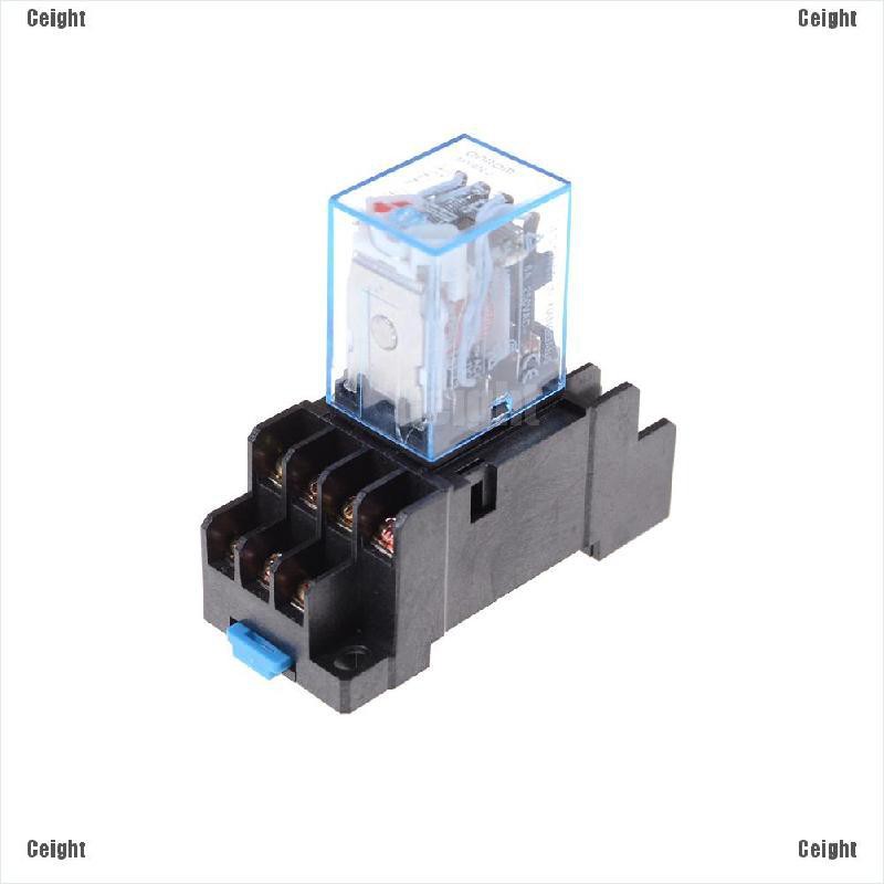 (Cei) MY4NJ 12v/24v/220v Coil Power Relay DIN Rail Mounted 14 Pin 4PDT with Socket  _cei