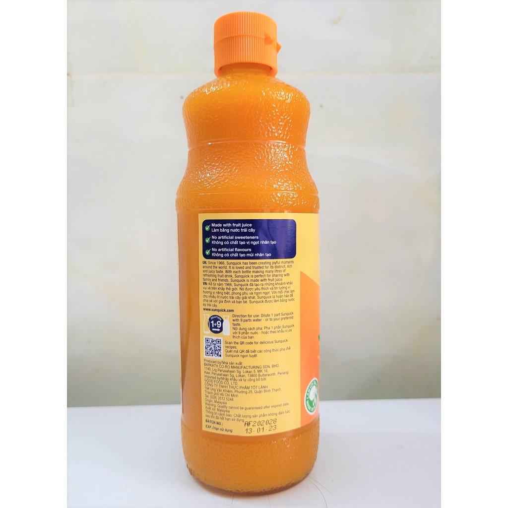 NƯỚC ÉP TRÁI CÂY CÔ ĐẶC  SUNQUICK Orange Fruity and Refreshing