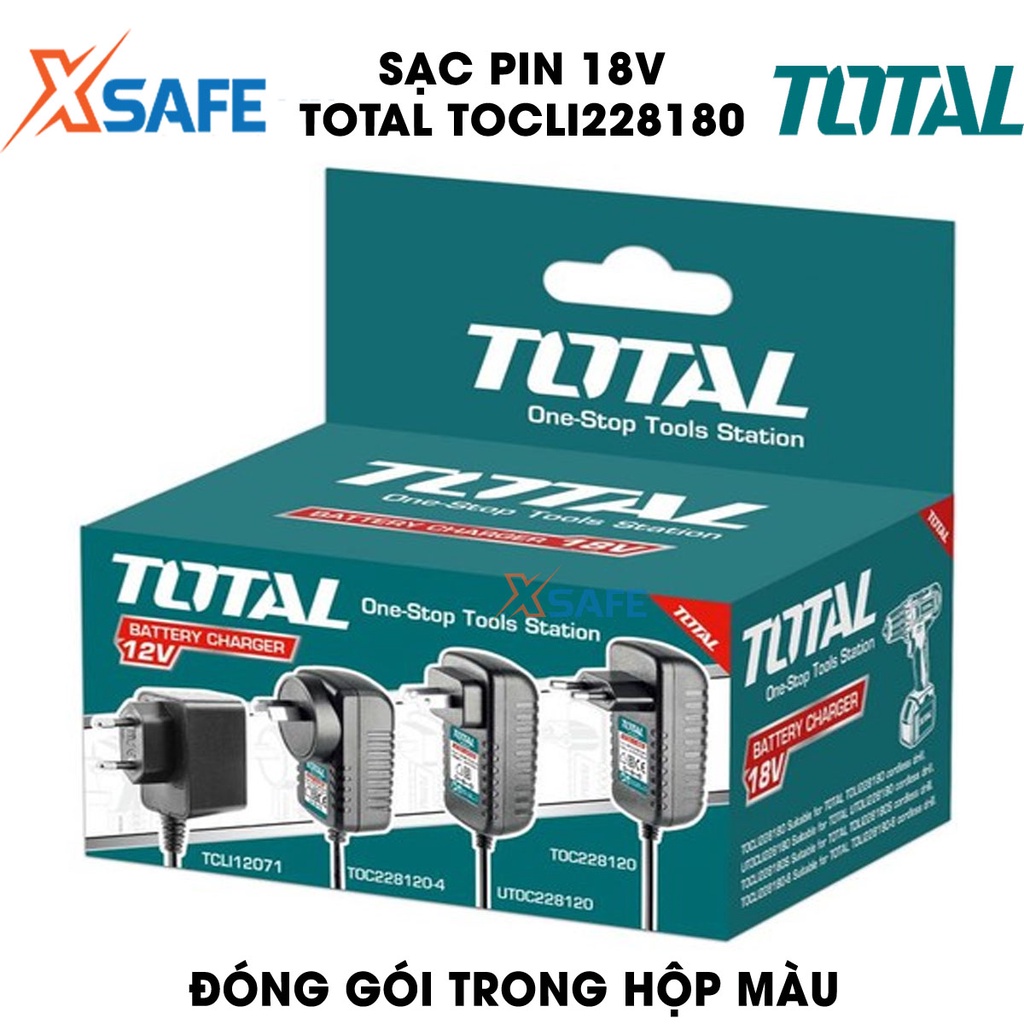 Sạc pin 18V TOTAL TOCLI228180 Sạc pin Total sạc trong 2 giờ, sử dụng cho máy khoan TDLI228180 và TIDLI228180