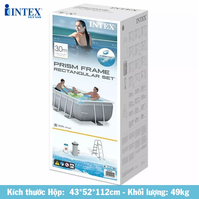 Bể bơi khung kim loại chịu lực 300x175x80 cm INTEX 26784 - Kèm máy lọc, cầu thang - bể bơi di dộng