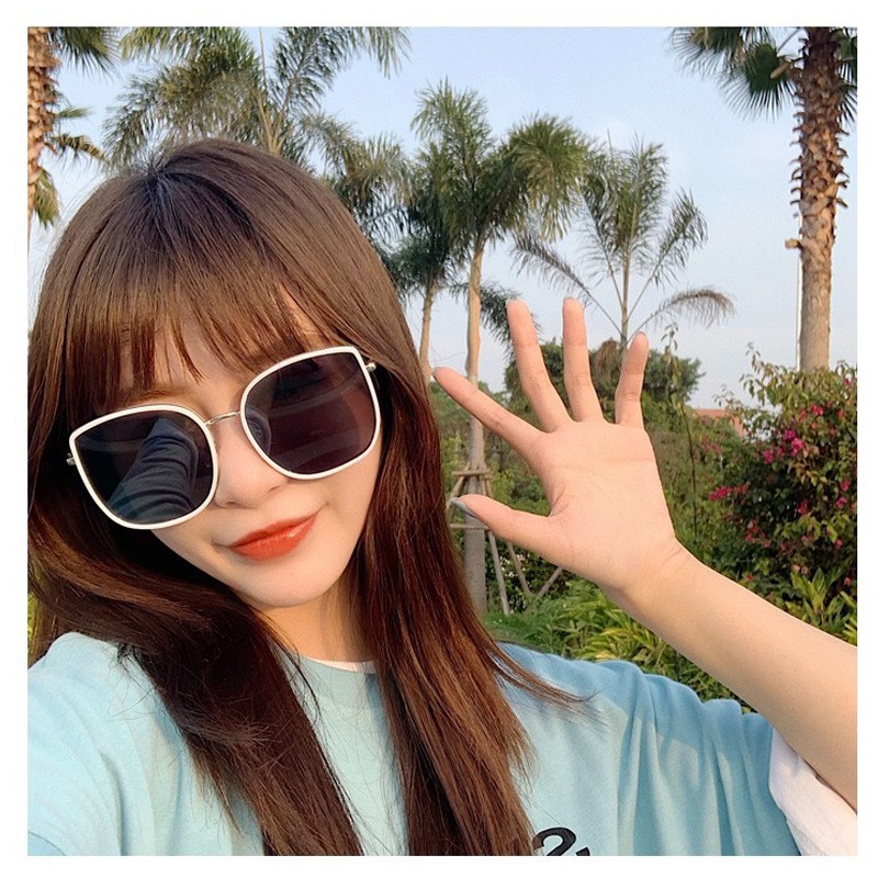 Kính Mát Mắt Mèo Nam Nữ Kính Râm Gọng Kim Loại Mỏng Chống Tia Cực Tím Thời Trang