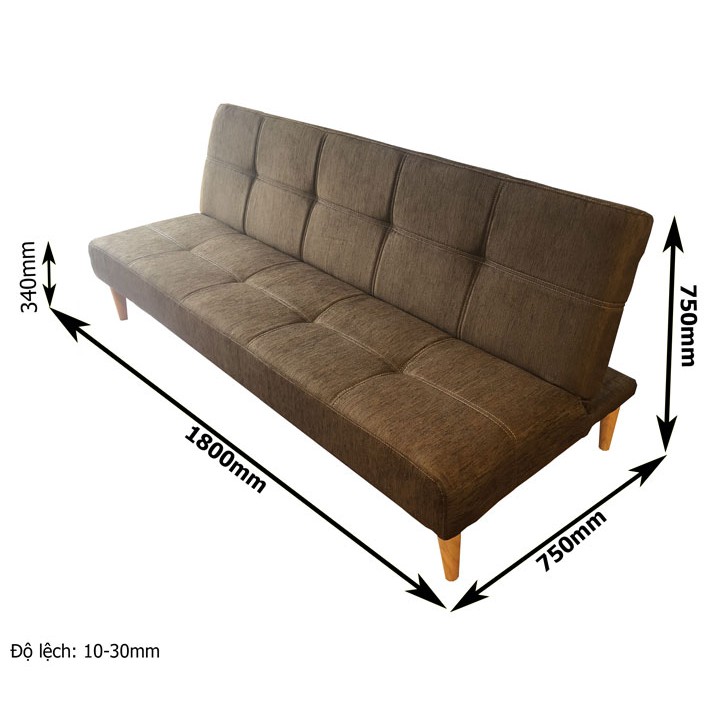 Ghế sofa bật thành giường đa năng bọc vải màu nâu hạt dẻ