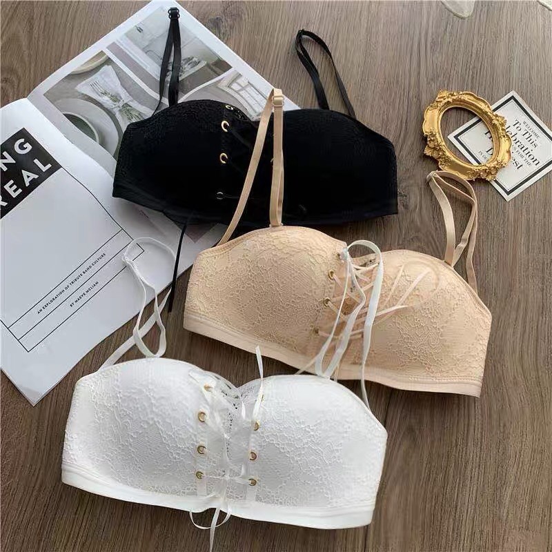 Áo Lót Ren Cup Ngực - Áo Ngực Ren Không Gọng Dây Rút Chống Tụt Đệm Dày Bàn Tay Nâng Ngực 3058