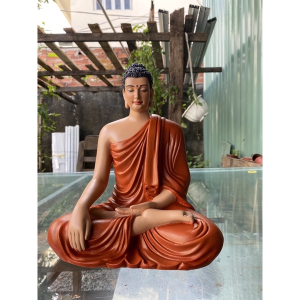 Tôn tượng Thích Ca phối áo màu cam 25cm