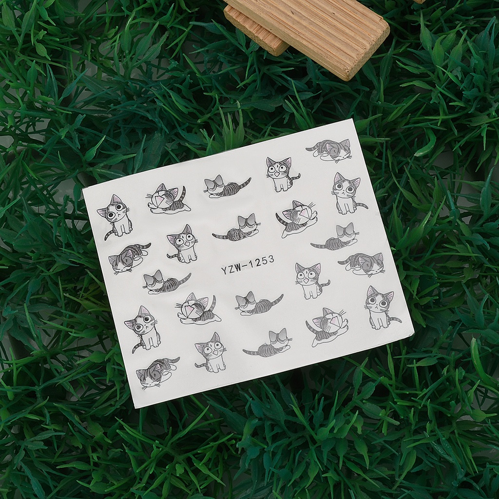 Miếng Dán Trang Trí Móng Tay Hình Mèo Dễ Thương
