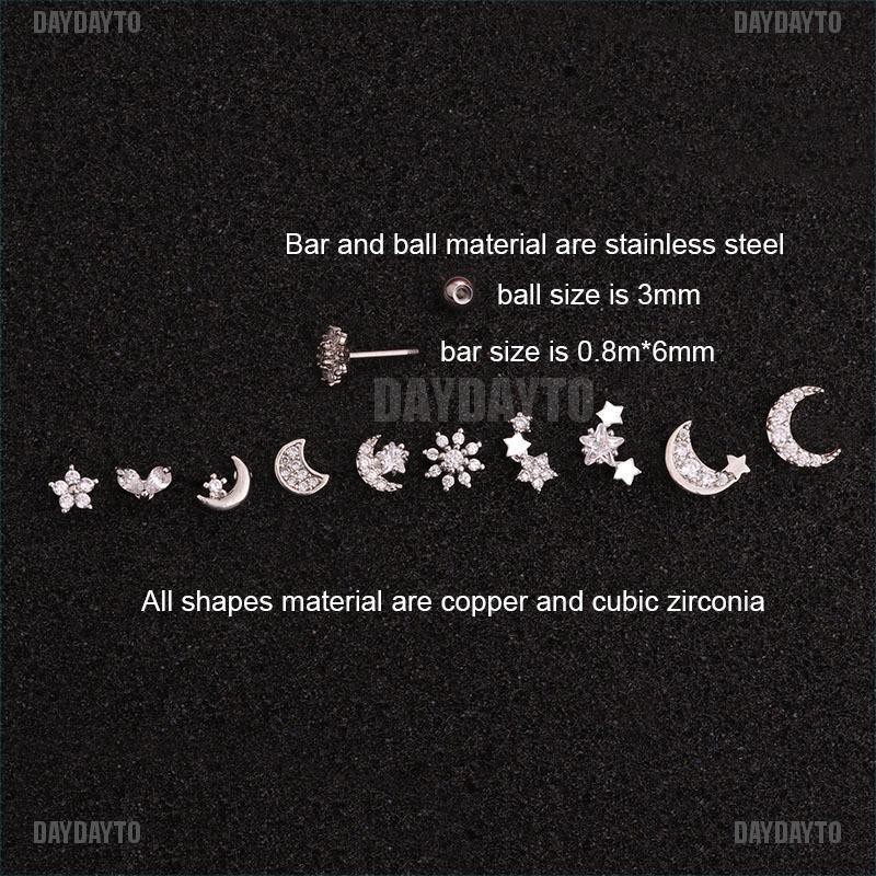 Khuyên Xỏ Sụn Tai Đính Đá Pha Lê