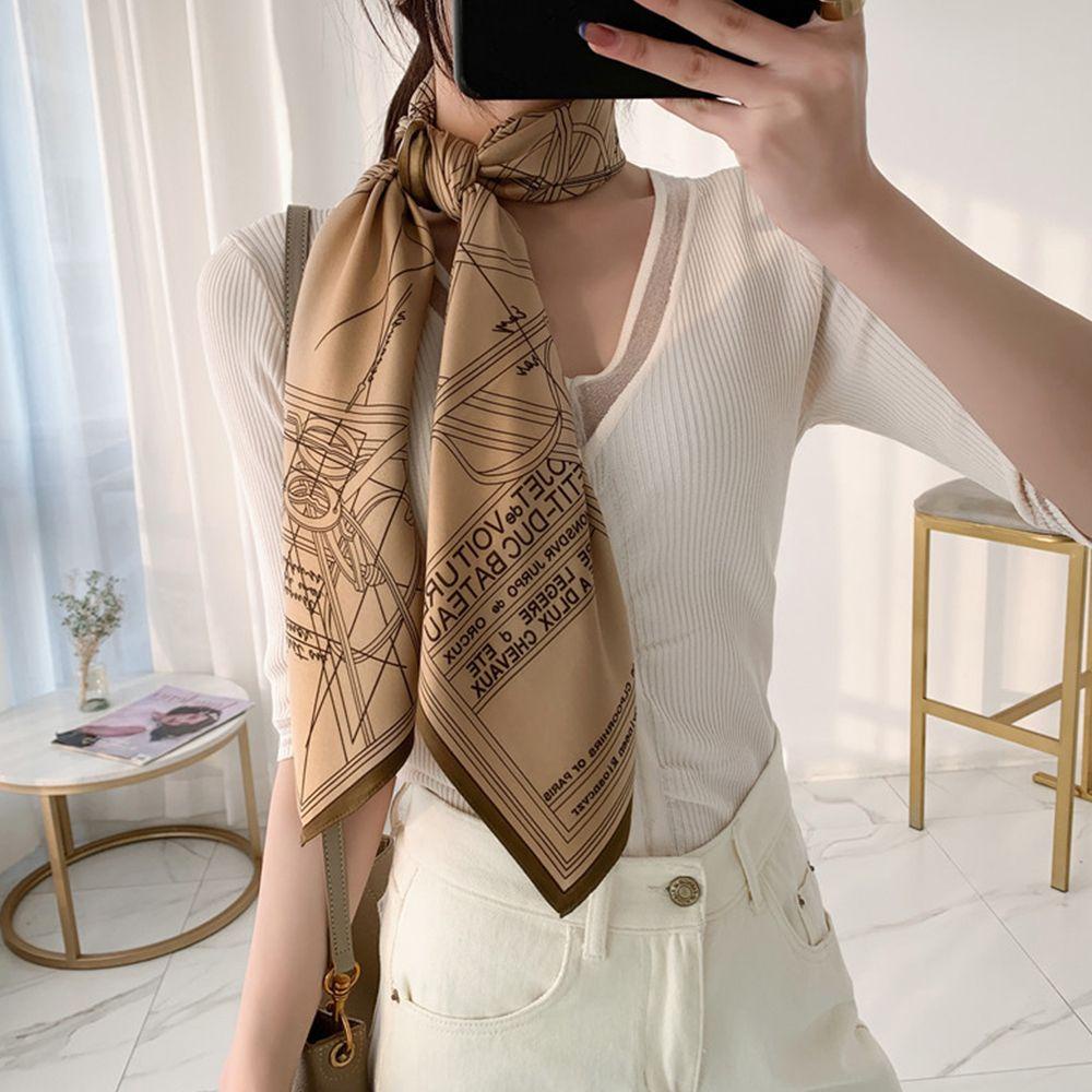 Vanes1 Khăn Choàng Cổ Hình Vuông Màu Trơn Phong Cách Hàn Quốc Dành Cho Nữ