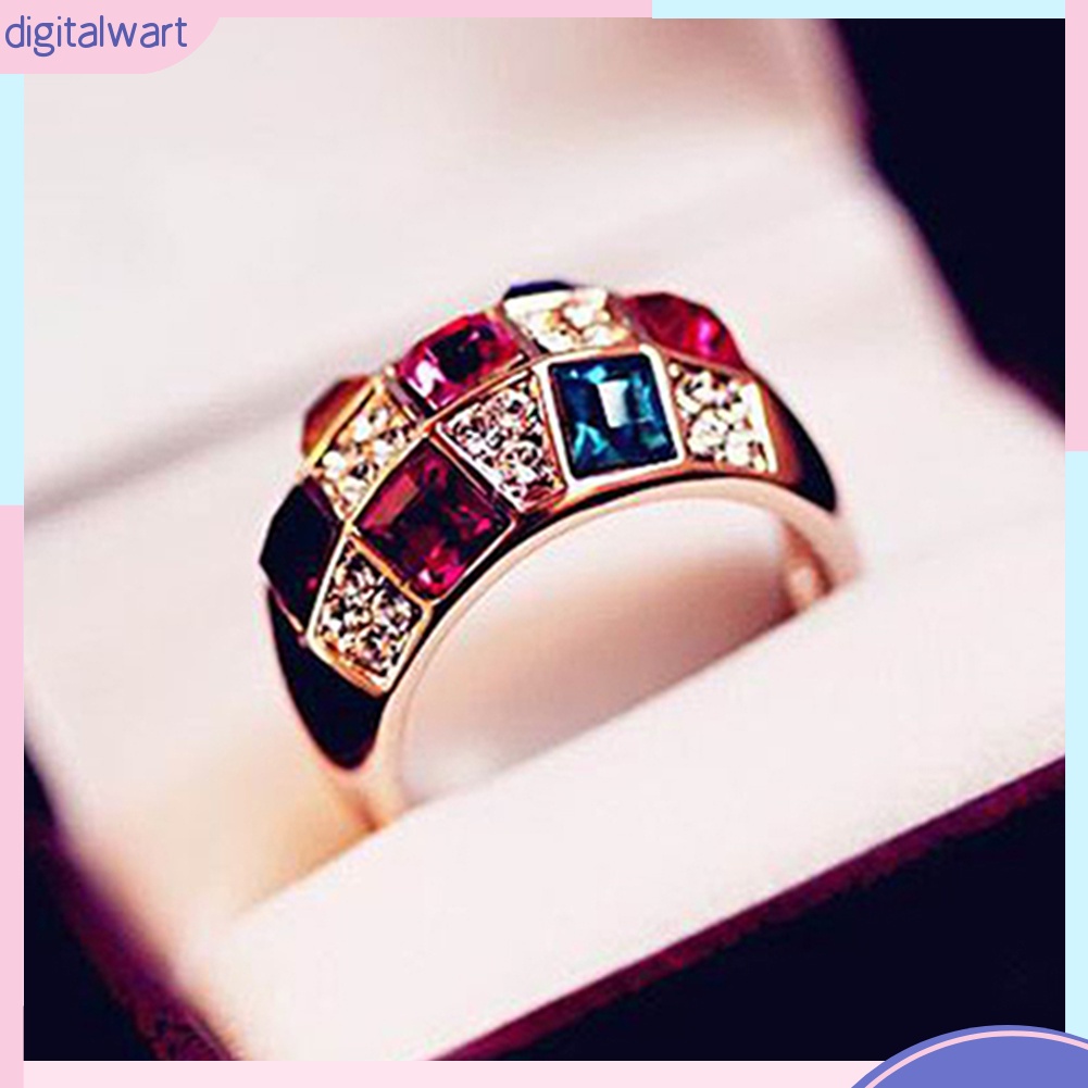 Nhẫn hợp kim đính đá nhiều màu