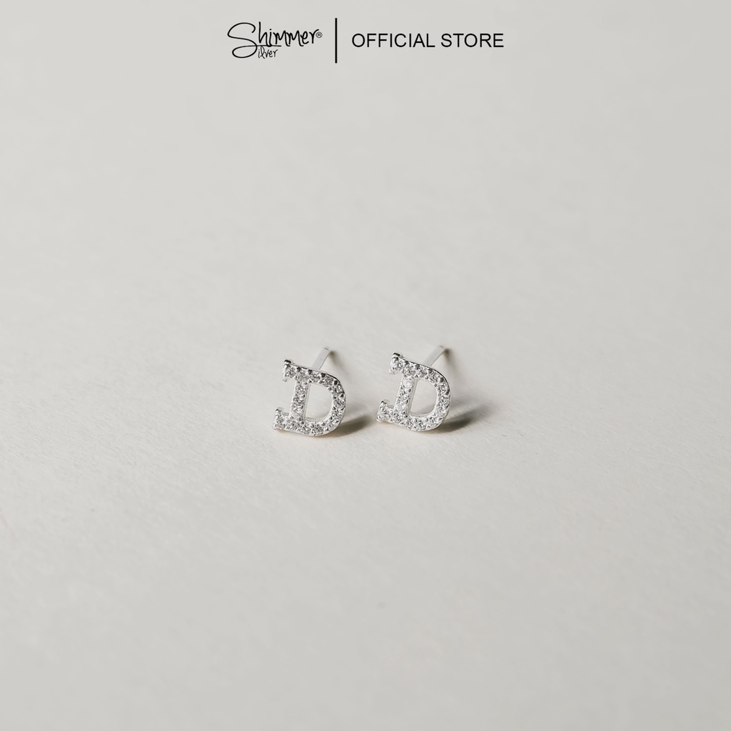 Bông Tai, Khuyên Tai, Hoa Tai Nữ Bạc 925 Cao Cấp SHIMMER SILVER Hình Chữ Đa Dạng (Giá 1 Chiếc)