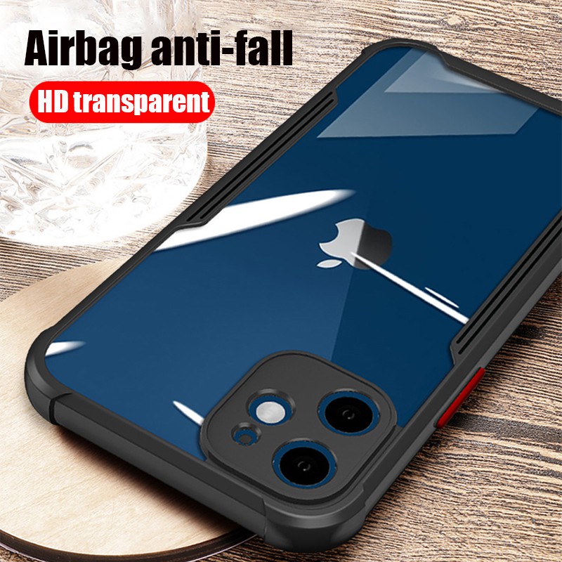 Ốp điện thoại trong suốt viền silicon có túi khí chống sốc cho iPhone 12 11 12 Mini Pro Max XS SE 2020 7 8 Plus | BigBuy360 - bigbuy360.vn