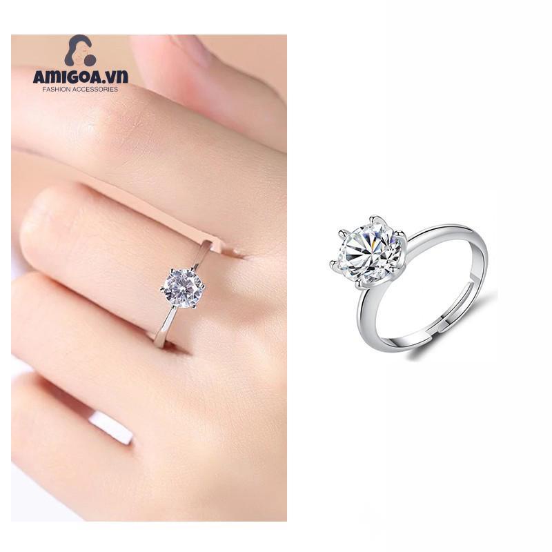 Nhẫn Hình Vương Miện Đính Kim Cương Giả Thời Trang Cho Nữ