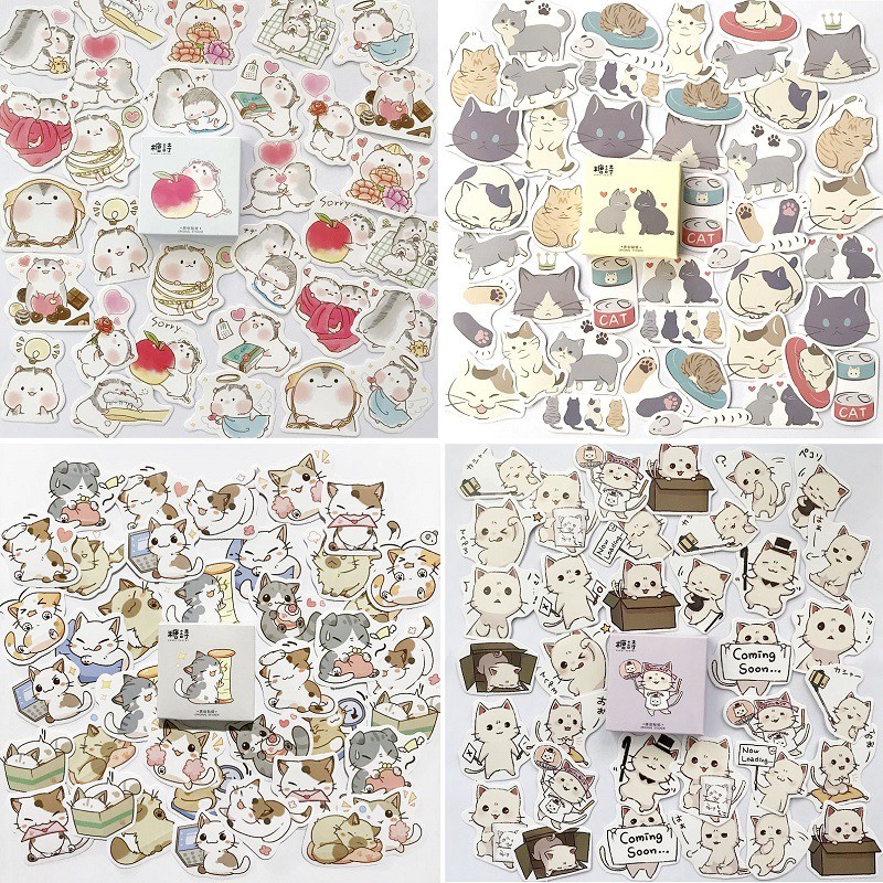 Hộp 45 sticker giấy thú cưng SH4501 Gachini