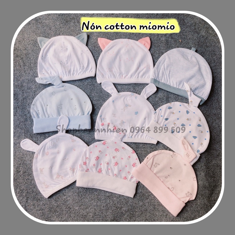 Nón cotton sơ sinh cho bé-Nón miomio 3-7kg