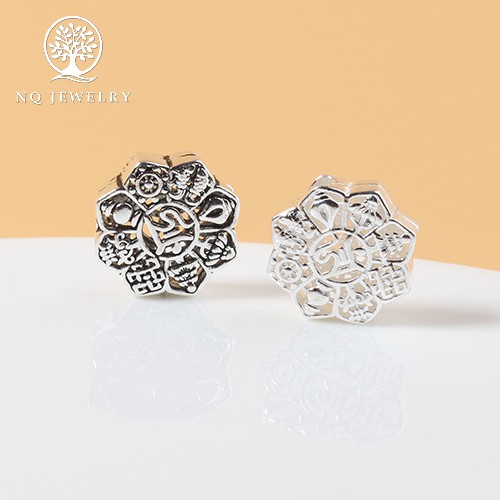 Charm bạc hoa 8 cánh - Charm bạc S925 bát bảo cát tường NQ Jewelry