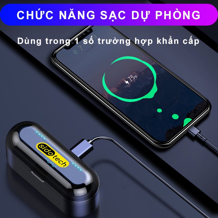 Tai nghe không dây SIDOTECH F9 Plus nâng cấp nút bấm cảm ứng, màn hình LED, chip CV8.0 tăng thời lượng pin 4H