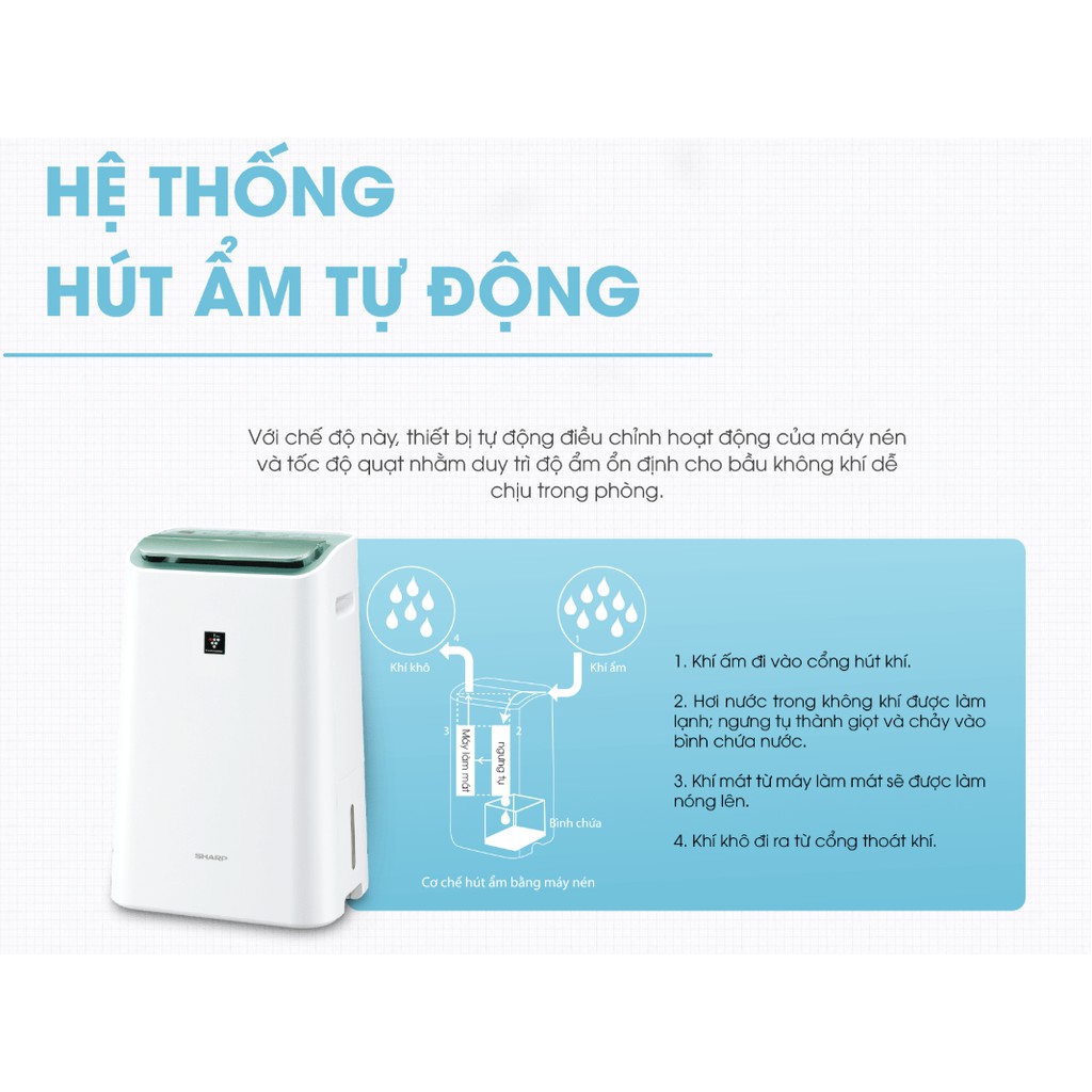 DW-E16FA-W | Máy lọc không khí và hút ẩm Sharp DW-E16FA-W (Hàng chính hãng)