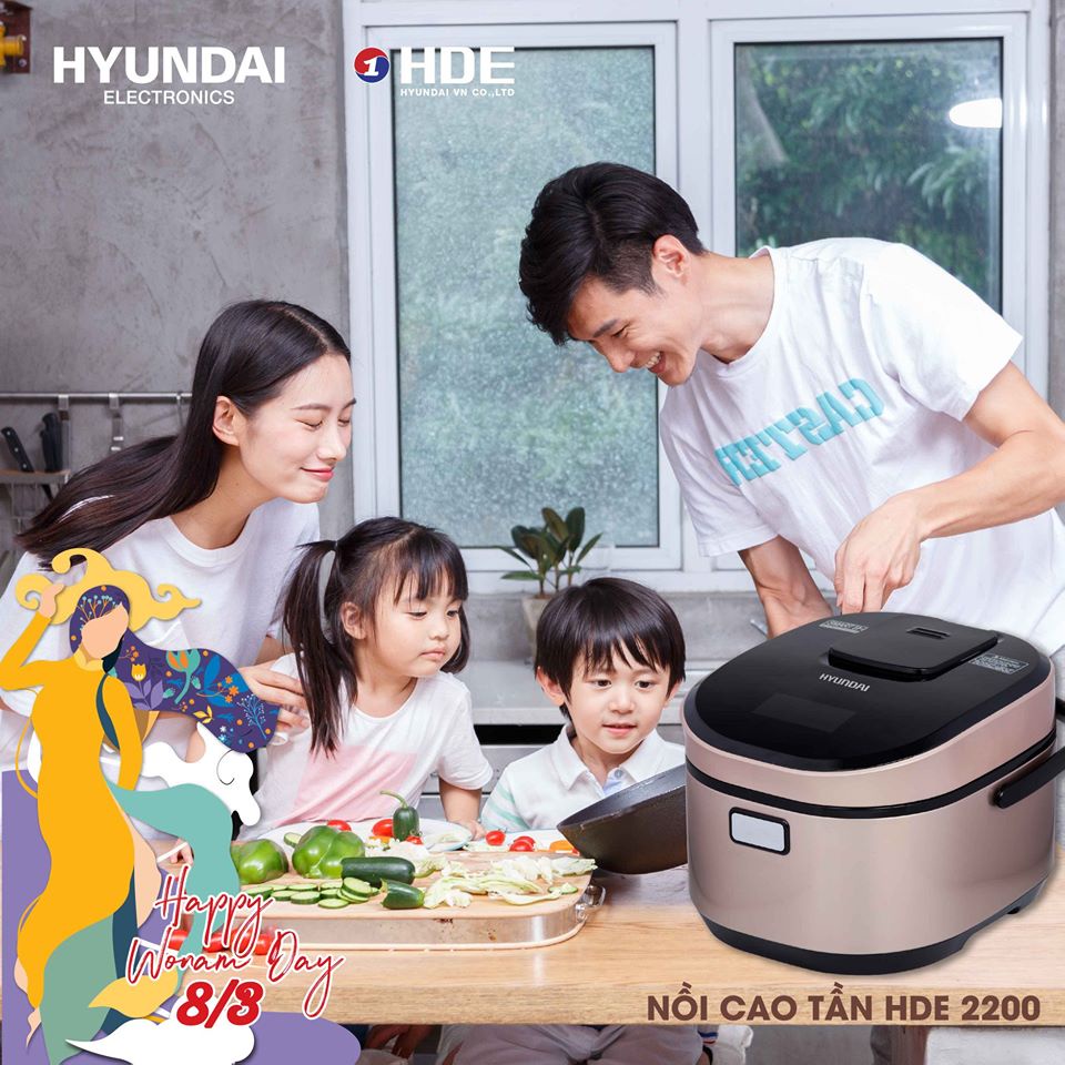 Nồi cơm điện cao tần Hyundai HDE 2200, Dung tích 1.5L, Công nghệ Hàn Quốc, Bảo hành 12 tháng