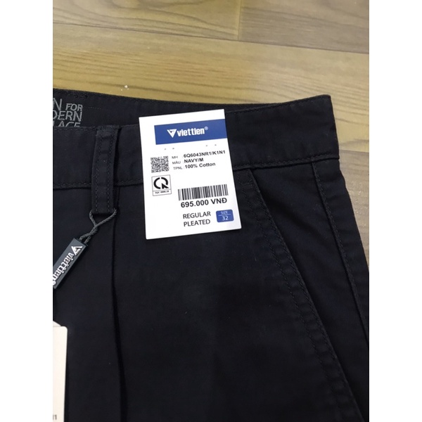 Quần kaky xanh than 1ly Việt Tiến phom regular mã6043