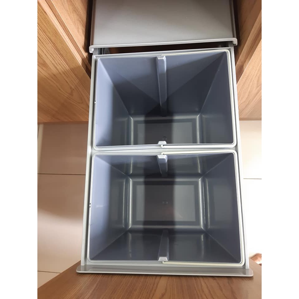 Thùng rác đôi gắn cánh âm tủ GROB - Phụ kiện thùng rác thông minh