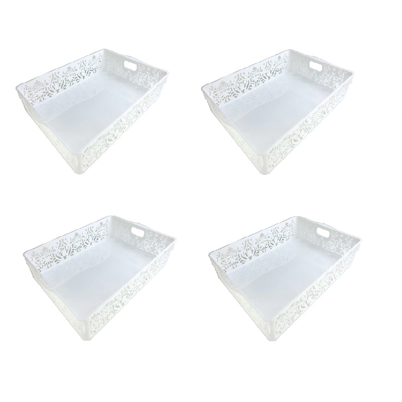 Daiso Khay Trắng Regaria A4 Size Basket White 35.8cm x 25.5cm x 7cm