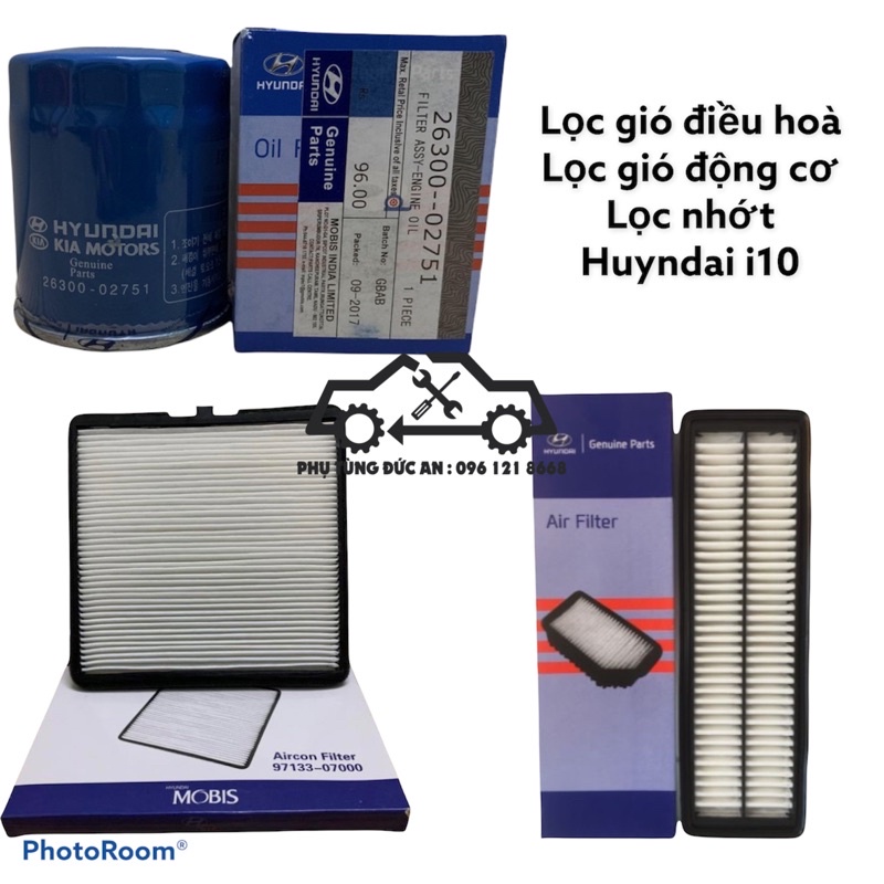 Combo lọc nhớt, lọc điều hoà, lọc gió xe i10 Grand