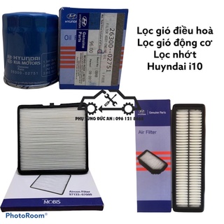 Combo lọc nhớt, lọc điều hoà, lọc gió xe i10 Grand