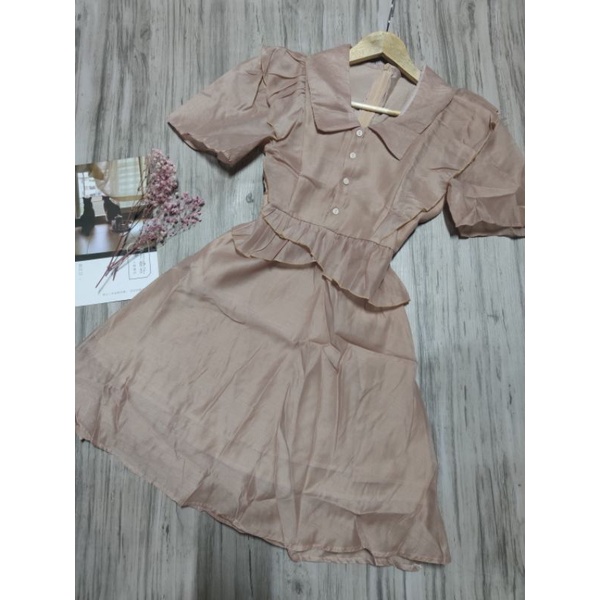 Đầm Tơ Nhún Bèo Phối Cổ Tiểu Thư | BigBuy360 - bigbuy360.vn