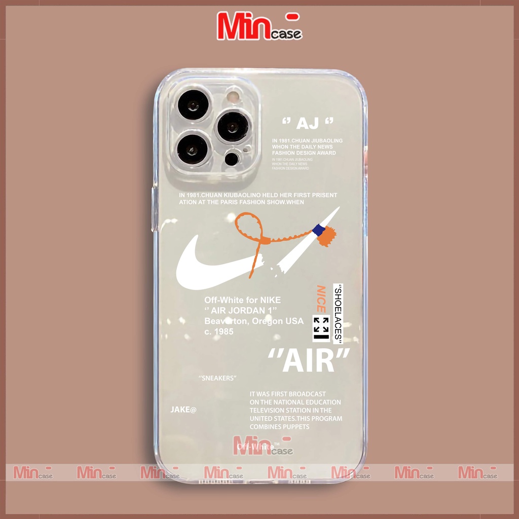 Ốp lưng iPhone Nike chống sốc viền vuông silicon trong suốt bvc cho iphone 6/6s/7/8/X/XS/XR/11/12/13 Pro Plus Max