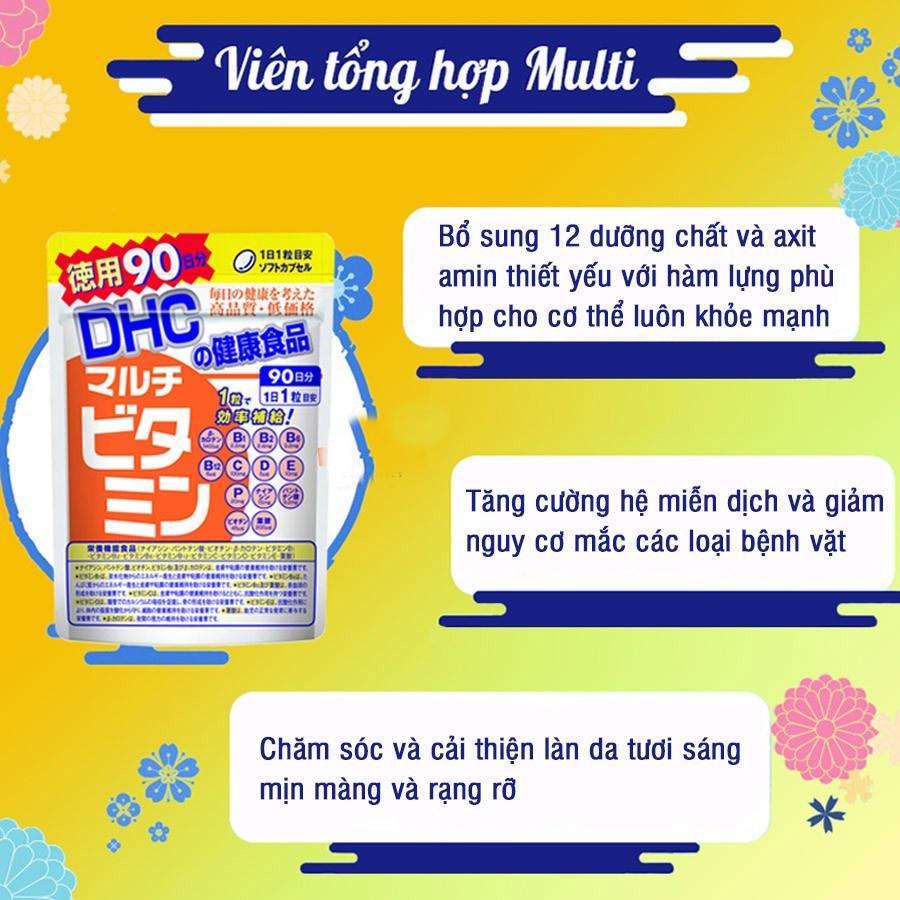 Viên uống Vitamin tổng hợp DHC Nhật Bản bổ sung 12 vitamin thiết yếu thực phẩm chức năng gói 30 ngày