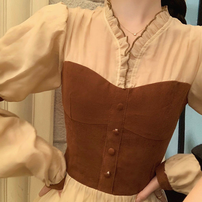 Peach Can Be French Style Retro Minority Palace Style Girl Dress Waist Slim Looking Graceful Mid-Length Fairy Dress | BigBuy360 - bigbuy360.vn