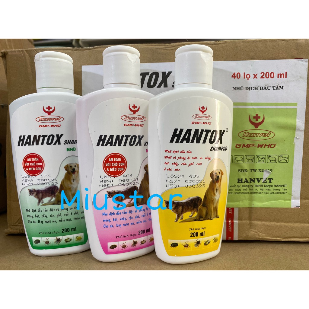 Sữa Tắm Trị Ve Rận Bọ Chét Chó Mèo Hantox Shampoo 200ml