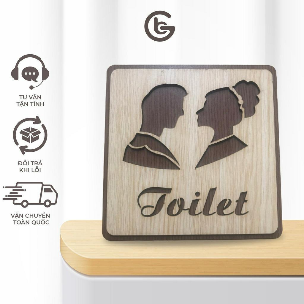Bảng gỗ WC/ TOILET dán cửa nhà vệ sinh cao cấp có sẵn keo