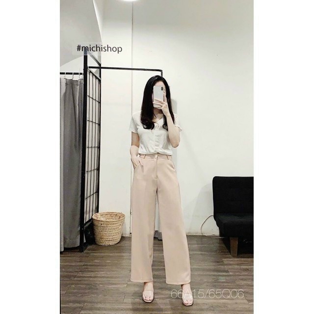 [ Cạp Cao- Tôn Dáng ] Quần culottes ống rộng suông dài chất dày lưng cao cài 1 nút siêu hot 2021