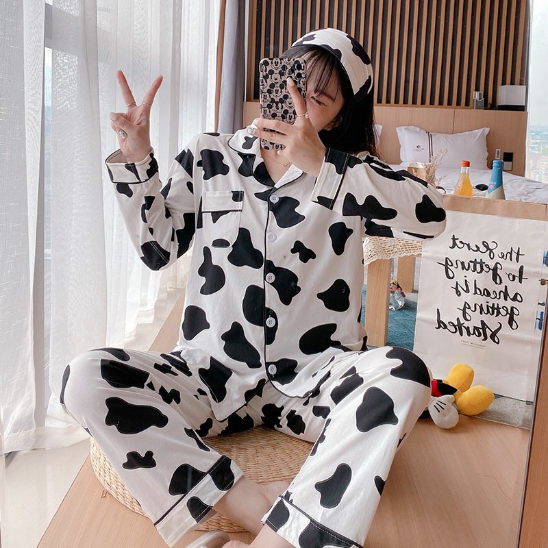 [HÀNG ORDER] BỘ NGỦ PIJAMA BÒ SỮA ĐÔI DÀI TAY NAM NỮ