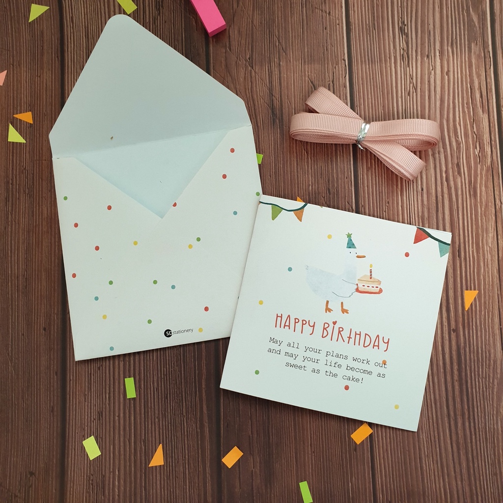 Thiệp chúc mừng sinh nhật 12x12 SDstationery SN4 CONFETTI họa tiết chấm bi thú cưng vui nhộn